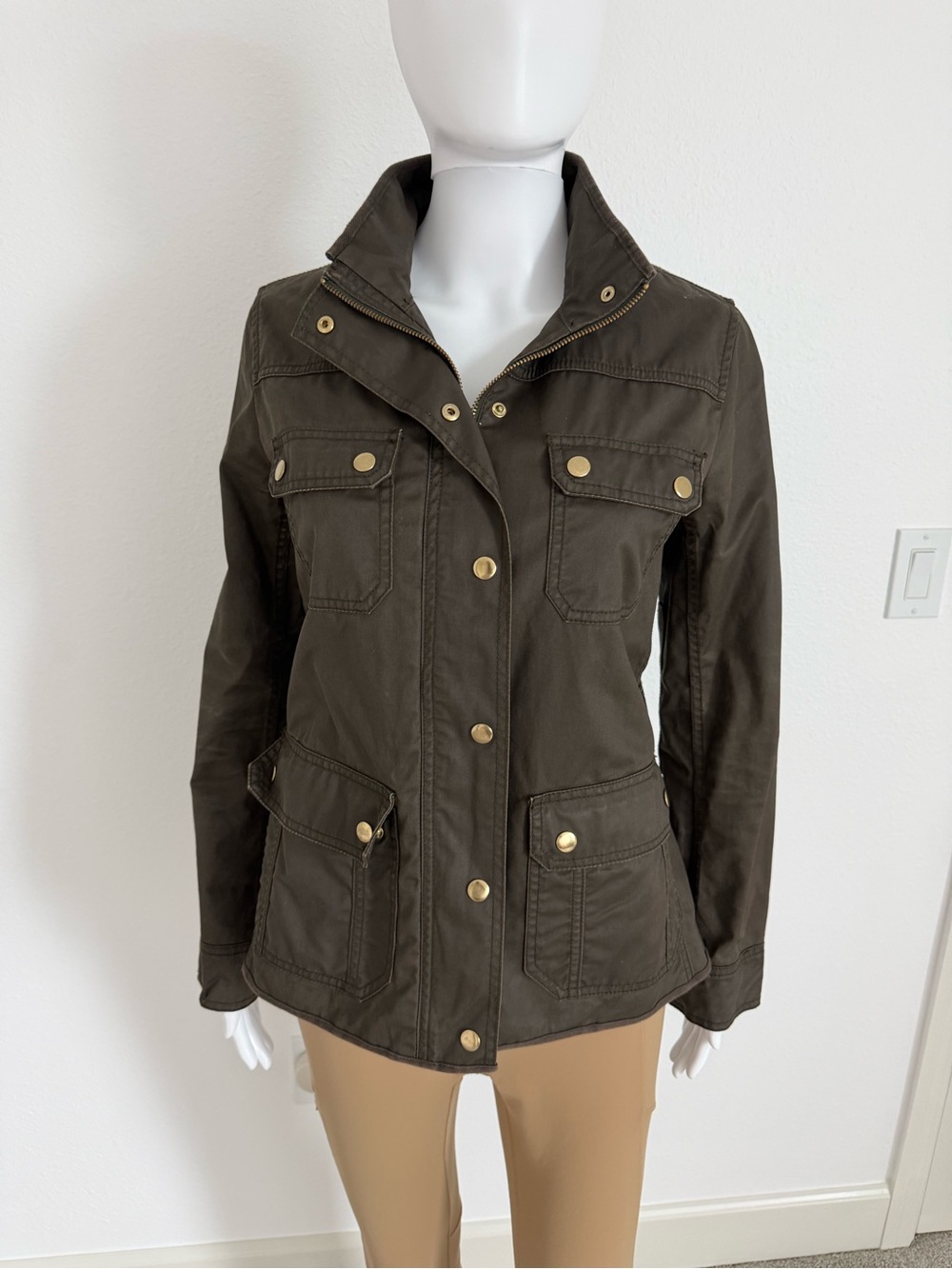 J. Crew Chocolate Brown Utility Jacket with Gold-Tone Hardware
